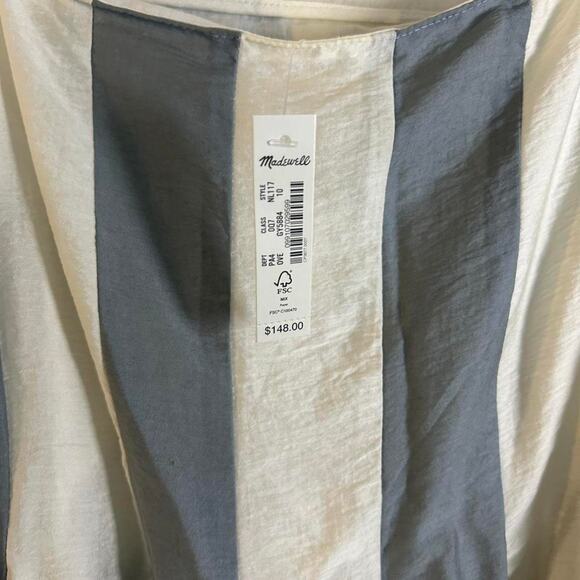 Madewell blue and white striped dress with zip closure and pockets NWT Size 10 - Picture 4 of 8